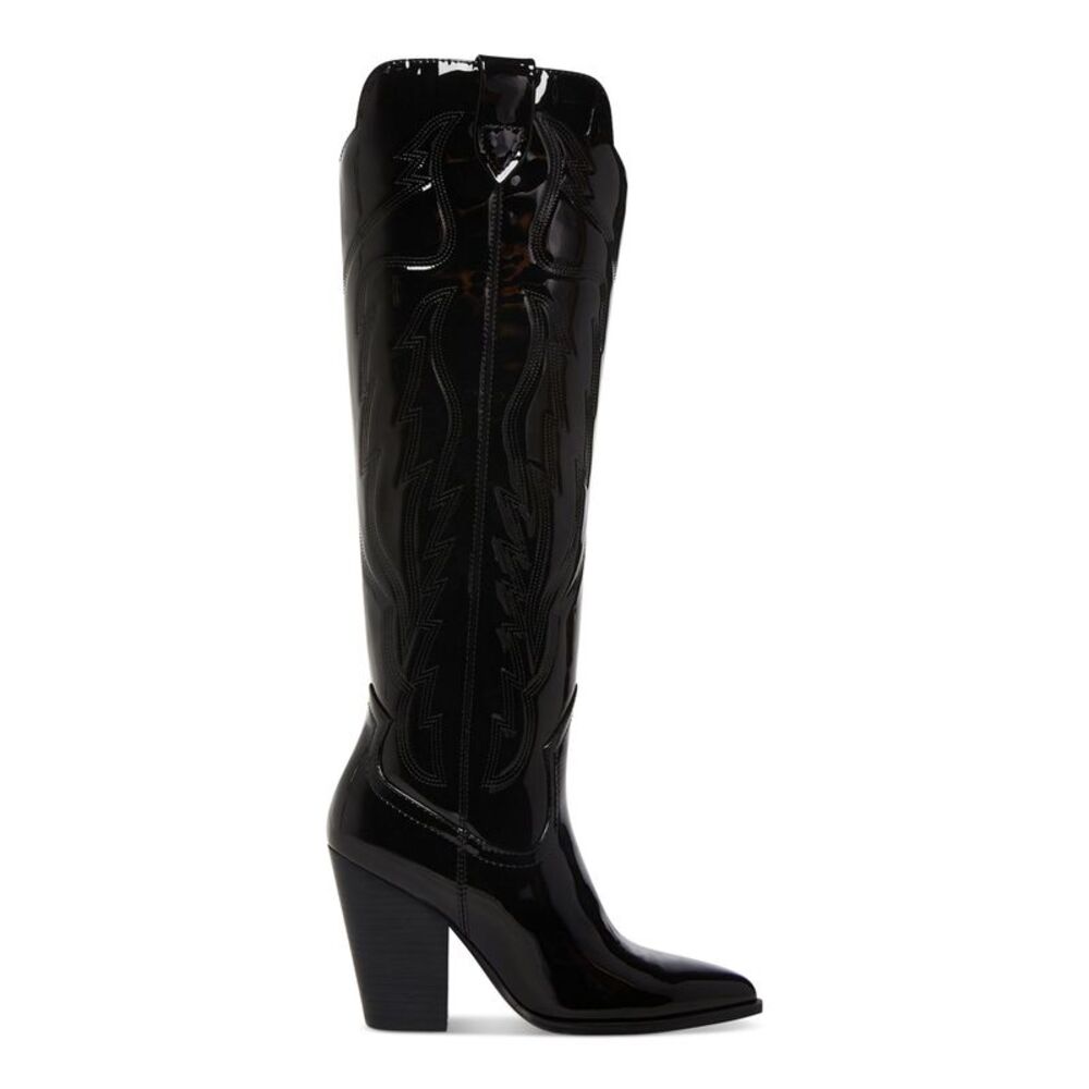 STEVE MADDEN Womens Black Tonal Notched Tessy Boots Shoes 6.5 M - Picture 2 of 4